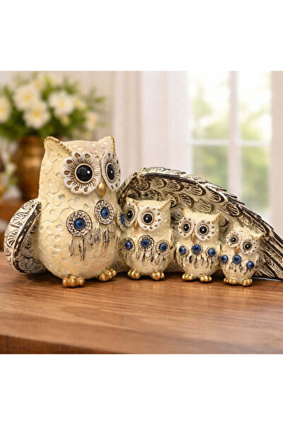Vivendo Statueta decorativa Familie de Bufnite din rasina simbol al protectie...