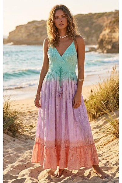 moda gk Imported Strap Tie-Dye Patterned Bohemian Dress