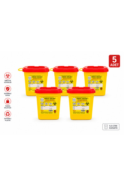 TELKAR 0,5 Lt Tıbbı Atık Kutusu 5 Adet