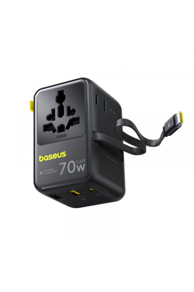 Baseus EnerCore CG11 Φορτιστής Ταξιδίου με Καλώδιο USB-C, 70W, 2 x Υποδοχή - ...