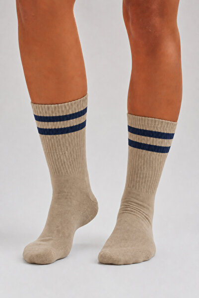 Katia&Bony Towel bottom striped men's socks beige