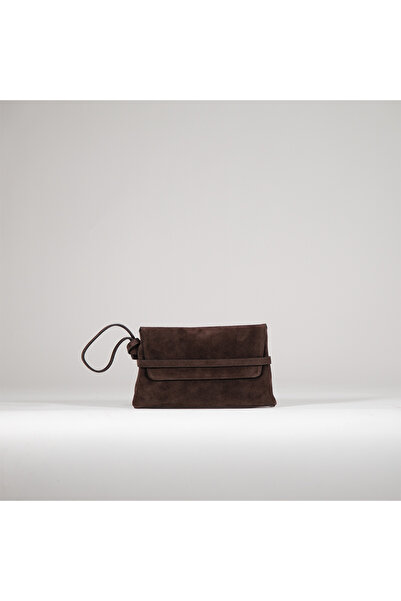 BEGRA ATELIER BEGRA Elara %100 Hakiki Süet Clutch Çanta - Acı Kahve (Dark Brown)