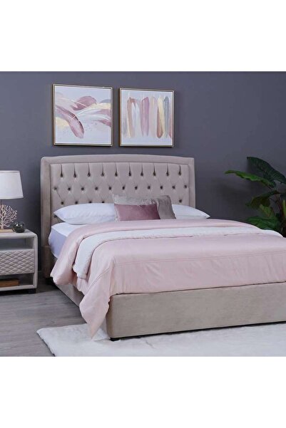 PAN HOME لوح رأس السرير بيانكا مخملي بيج L-160: ارتفاع 125 سم