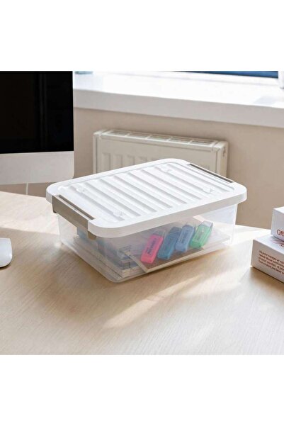 PAN HOME Abby Storage Box With Lid 42.5x33.5x14.5cm - White/grey