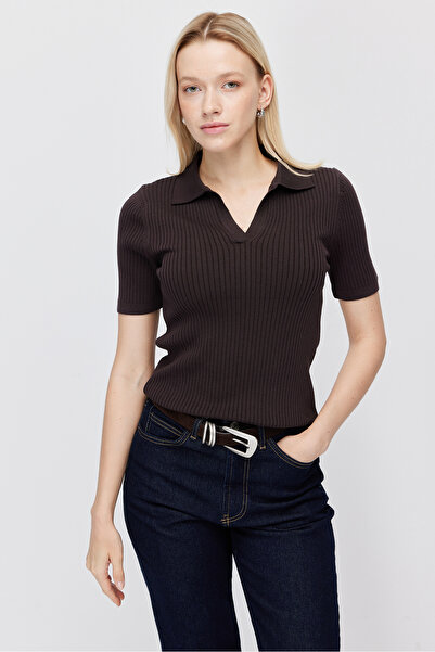 PAULMARK Women's Polo Neck Knitwear T-Shirt