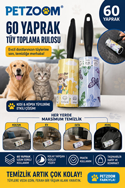PetZoom 60 Sheets Hair Collection Roller Cat Dog Hair Collector Home Sofa Veh...