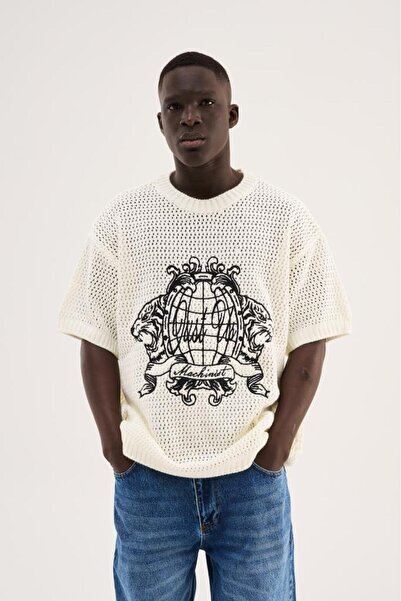 Machinist Tricou pentru bărbați MCHNST Kaplan Detailed Knitwear Ecru