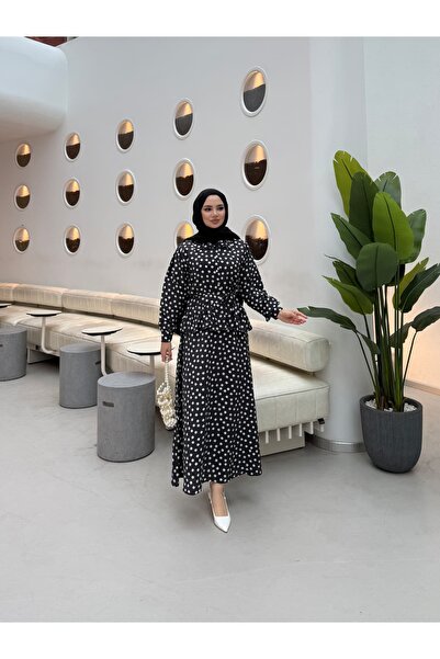 Moda Krash Polka Dot Modal Skirt Suit