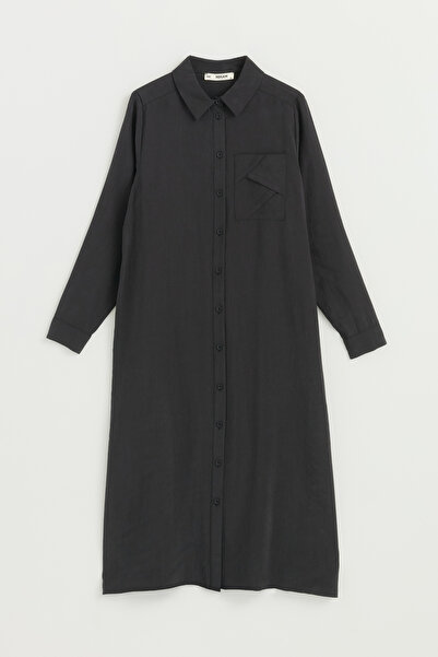 Nihan Comfortable Fit Lyocell Long Tunic - Black