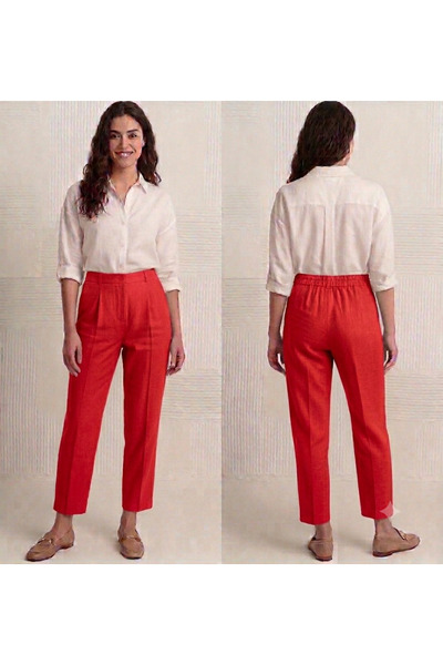 sarıdağ Linen-Blend Carrot-Leg Pants Ankle-Length Office-Length Pants