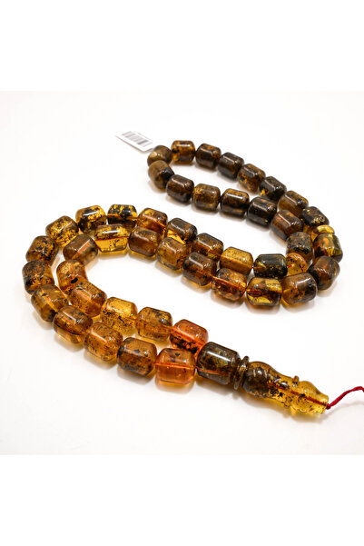 Generic Baltic Amber Rosary with Inclusions 45 Beads 10x12.5mm Barrel Cut Pra...
