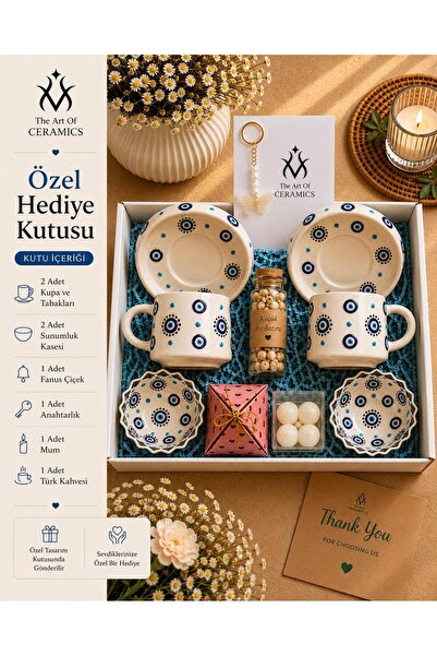 Ceramic Nazar Desenli 2'li Kupa Seti