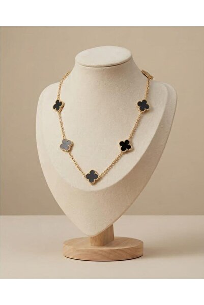 Mum Aşkı 5Li V C Black Stone Necklace