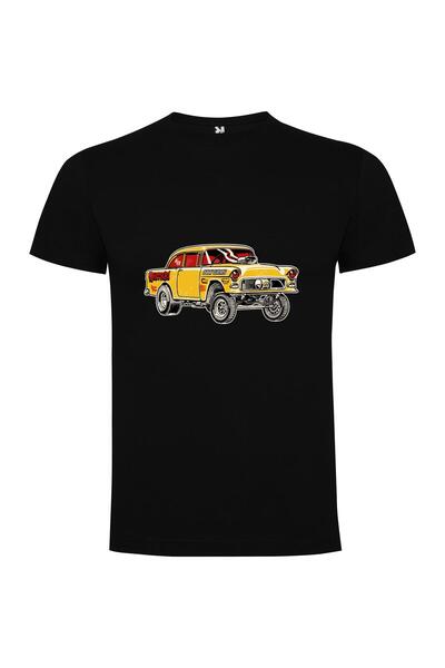 iLovePrints Retro Yellow Car Illustration Tshirt