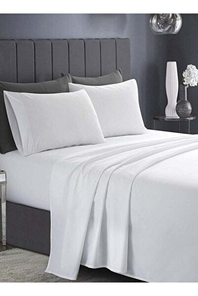 RISHAHOME 3 Piece Deep Pocketed Fitted Bedsheet Set King Size White Colour, N...