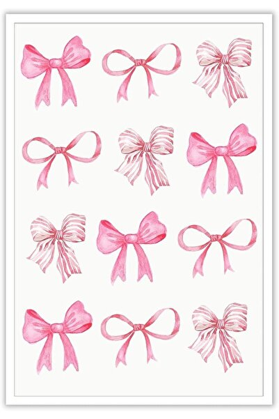 ESSESORIES Pnsoien Trendy Pink Bow Watercolor Light Pink Music Poster Wall Ar...