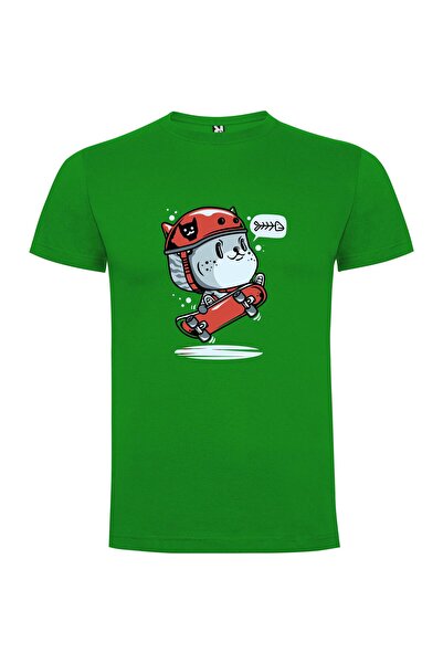 iLovePrints Cute Ninja Cat Skateboarding Tshirt