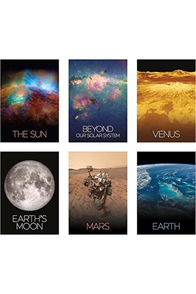 ESSESORIES Paper Space Astronomy Glue Aesthetic Poster Wall Art Set of 6 Room...