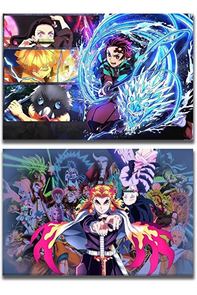 ESSESORIES Anime Japanese Anime Scroll Anime 2pcs HD Anime Poster Wall Art Se...