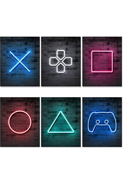 ESSESORIES Neon Gaming Gamer Boys Poster Wall Art Room Decor Self Adhesive