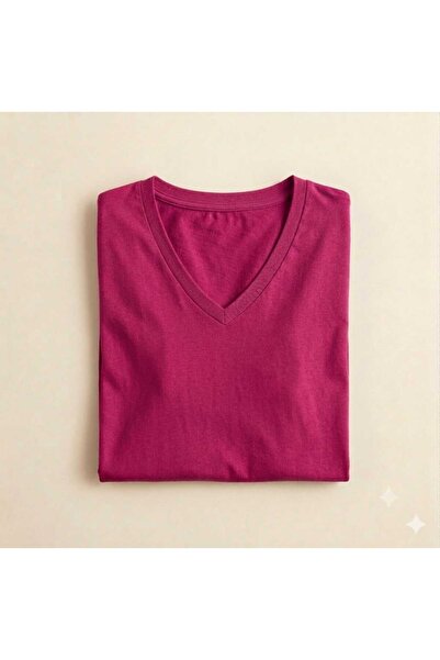 KOZİA OUTDOORS Women's Men's Unisex V-Neck Unprinted Oversized Wide-Fit T-Shirt