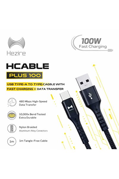 Hezire HCable Plus 100 USB Type-C Fast Charging Cable 100W 1m