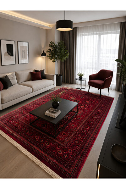 SEMERKANT Afgan Türkmen otantik desenli Dokuma salon ve oturma odası Halısı