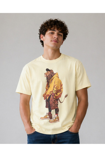 REDTAG Boys Yellow Lion Pront T Shirt