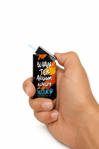 ONRSTORE Komik Söz Baskılı Metal Pürmüz Alevli Gazlı Çakmak turuncu
