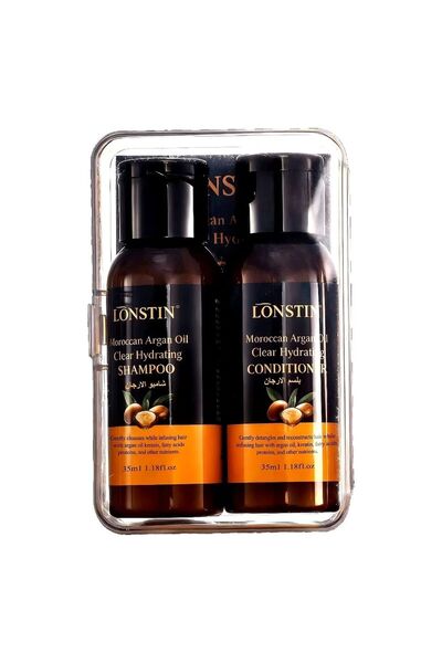 Lonstin Lonestin Moroccan Argan Oil Shampoo & Conditioner - 35ml for Hair Moi...