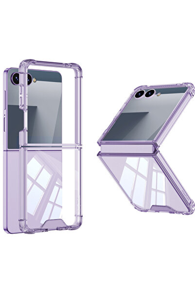 Rivor Samsung Galaxy Z Flip 7 Uyumlu Kılıf Full Camlı Metal Görünümlü Köşe Ko...