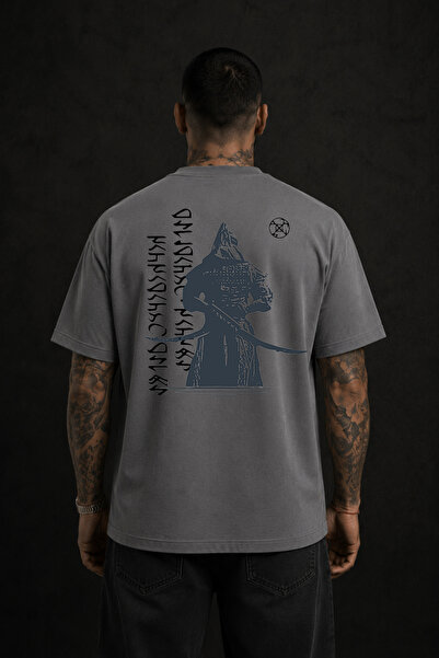 VEK Cengizhan Special Design Oversize T-Shirt with Göktürk Alphabet Back Print