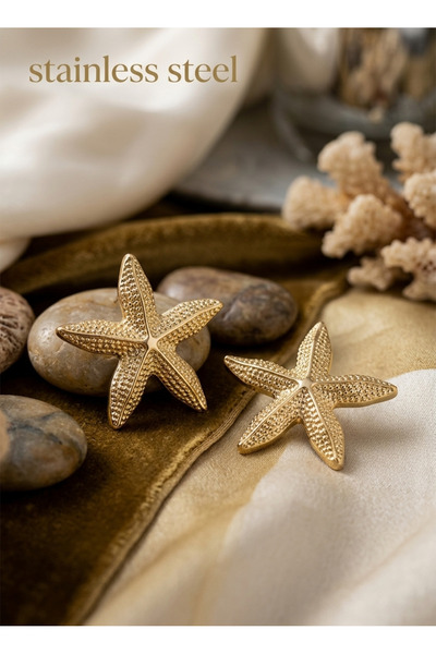 stainless steell Gold Color Sea Star Model Steel Earrings