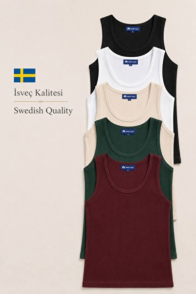 Nord Saga Swedish Quality Terry Fleece Thick 5-Piece Women's Basic Tank Tops