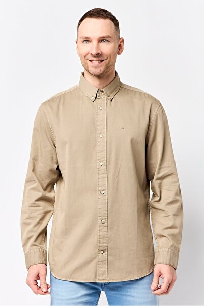Calvin Klein Men Comfort Fit Embroidered Logo Long Sleeve Casual Shirt, Dark ...