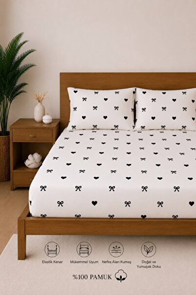 Sheri Home Lastikli Çarşaf Seti %100 Pamuk Yumuşak Dokulu-Kaymaz Tam Geçmeli Fitted Sheet –Premium Pamuk 120x200/ 180x200 / 200x200