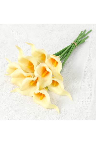 Choice8 5Pcs Light Yellow 5Pcs PU Calla Lily Simulation Flowers for Home Deco...