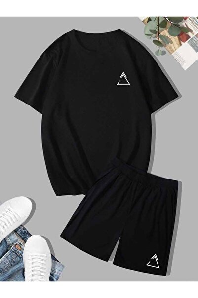 JANTIL MODA طقم تي شيرت وشورت أساسي كبير الحجم للجنسين