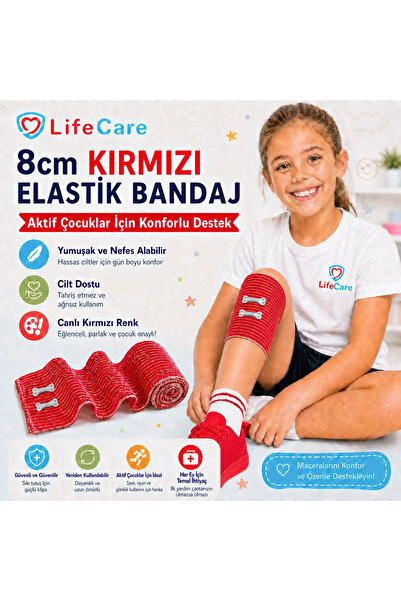 Life Care Kırmızı Elastik Bandaj 8cm