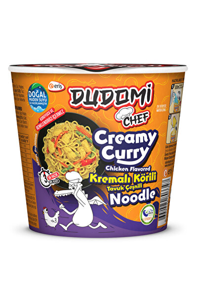DUDOMİ Kremalı Körili Tavuk Çeşnili Noodle Bardak 80 G (7'li Paket)
