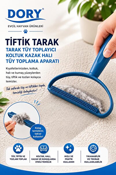 Dory Tiftik Tarak Tüy Toplayıcı Koltuk Kazak Halı Tüy Toplama Aparatı Mavi