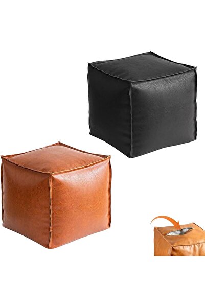 Arabest 2 PCS Storage Ottoman Footrest Stool, Stuffable Cube Pouf with Hidden...