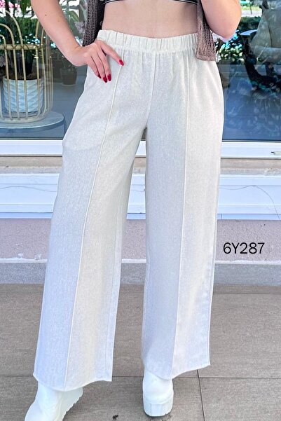İnce Topuk Casual Linen Trousers 6Y287