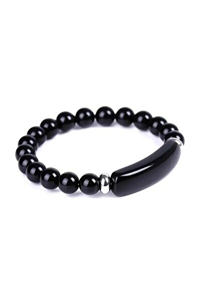 Choice1 سوار حجري يدوي الصنع من حجر الأوبسيديان 8.5 سم، مع حجر الفيروز والمال...