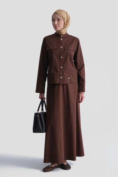 Armine Judicial collar suit bitter coffee