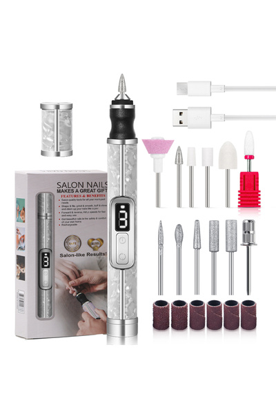 Choice15 White Plus Cordless Electric Nail File Set 4 Adjustable Speeds for A...