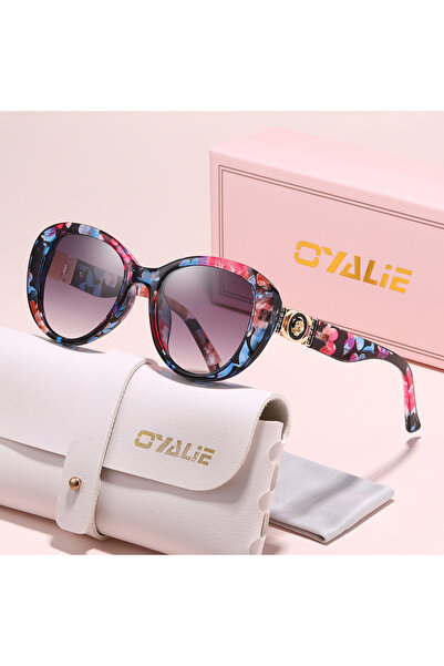 Choice3 Flower Oyalie Retro Multi-Color Large-Frame Sunglasses with Metal Acc...