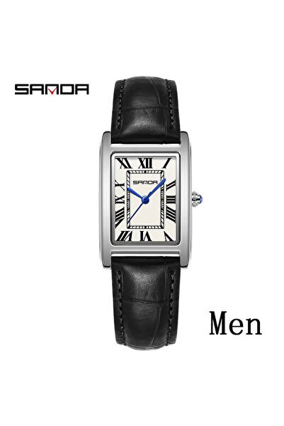 Choice10 Men Black white SANDA Luxury Tank Couple Watch Wear Resistant Leathe...