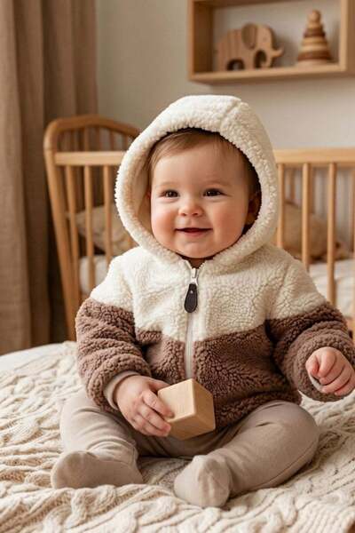 Cantoy Double Colored Hooded Wellsoft Baby Cardigan
