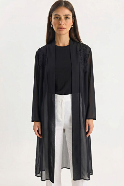 bihan store Women's Chiffon Shirt Plus Size Double Set 64827-Black